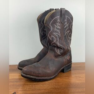 Double-H AG7 Steel Western 12" Brown Leather 2282 Safety Toe Boots Men's 9 2E.